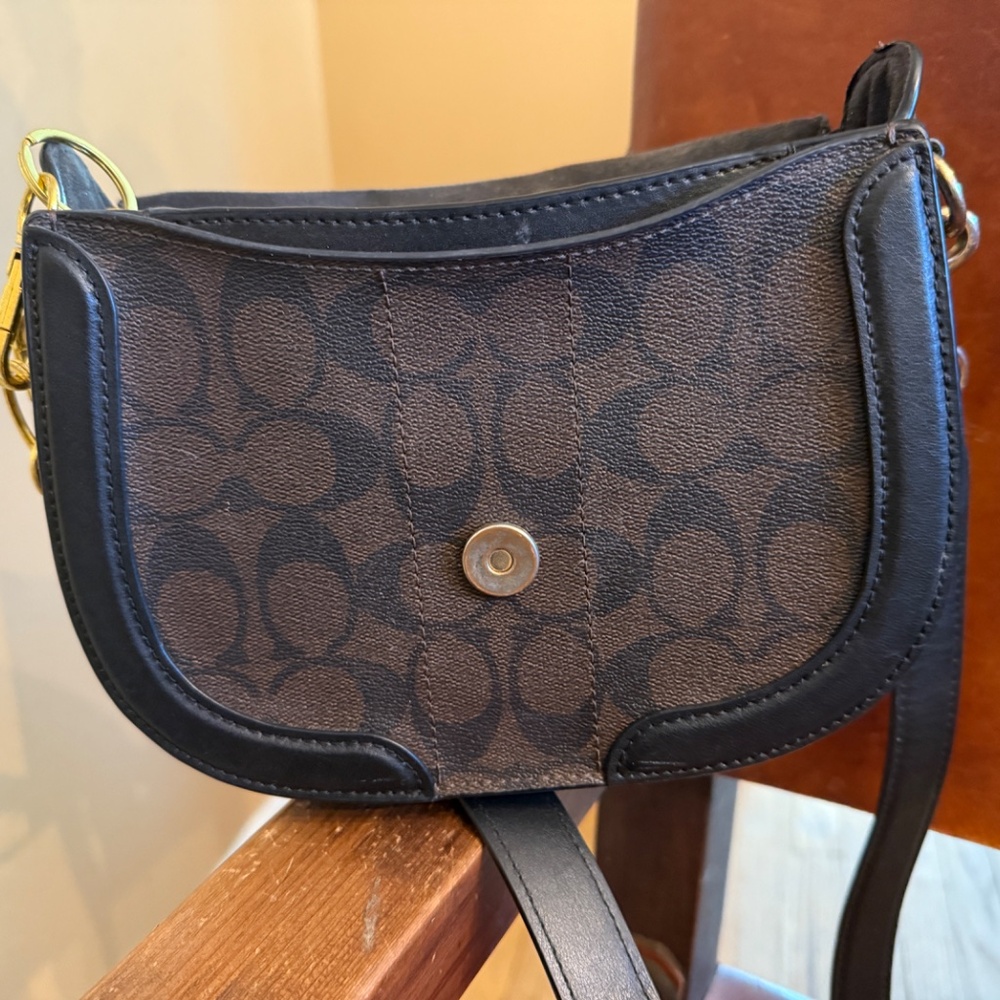 Coach Georgie Saddlebag in Dark Brown/Black - Picture 11 of 11